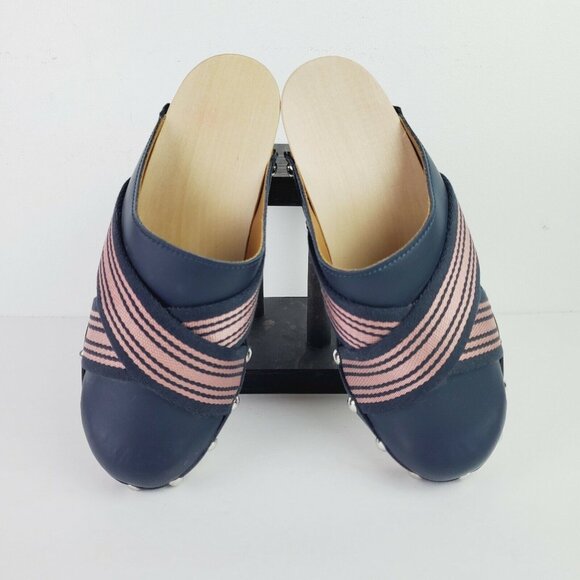 Hunter Women's Webbing Crisscross Blue Studded Clog Sz 7 SUPER CUTE! - Picture 5 of 9